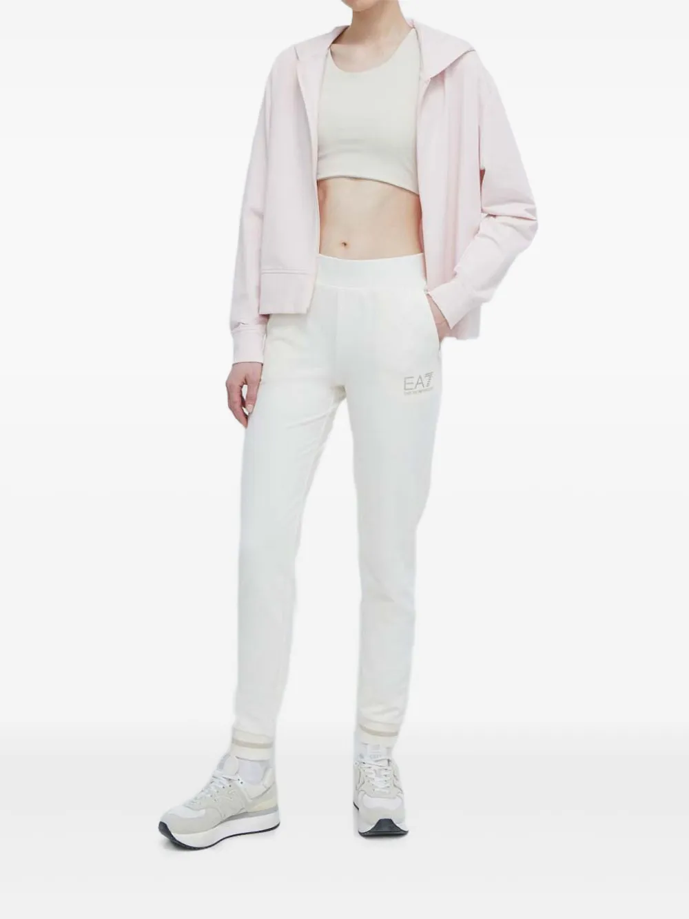 Ea7 Emporio Armani Jersey hoodie met rits Roze