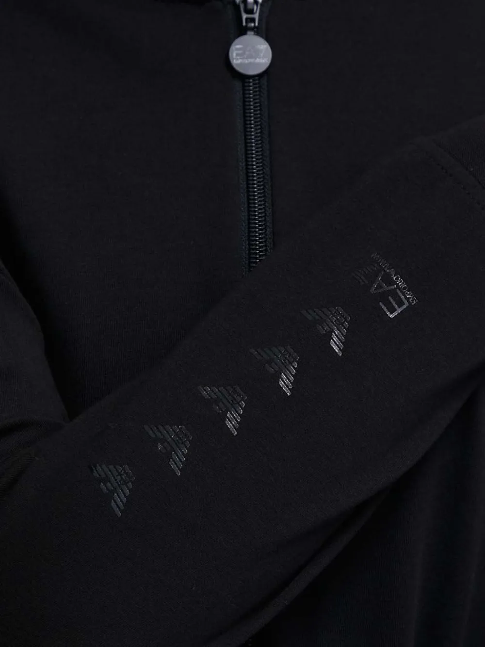 Ea7 Logo-print Zip-up Hoodie In Black