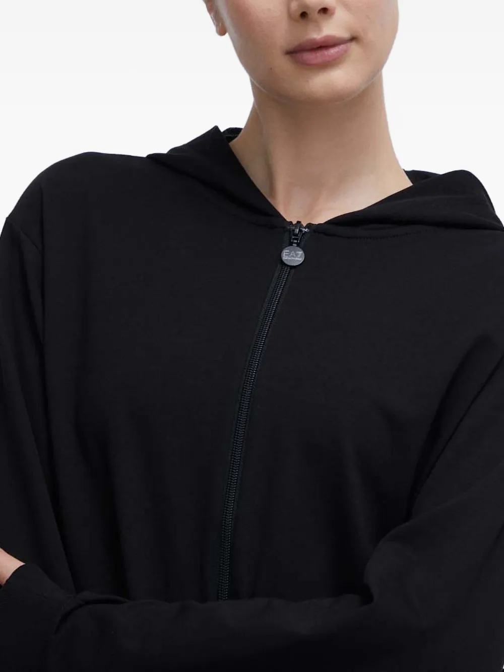 Ea7 Logo-print Zip-up Hoodie In Black