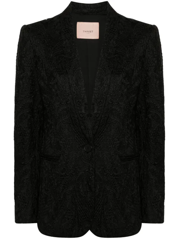 TWINSET Guipure Lace Blazer Black FARFETCH JO