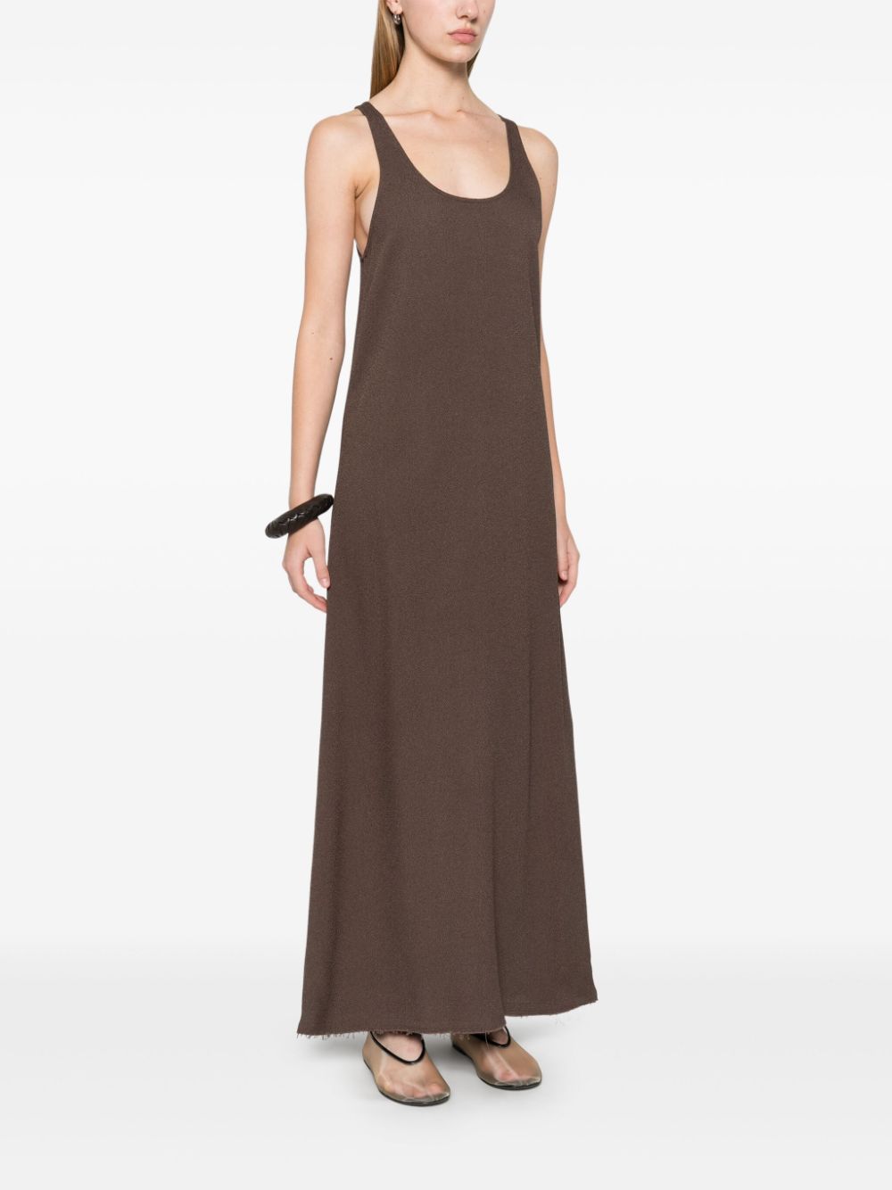 Shop Totême Scoop-neck Maxi Dress In Brown