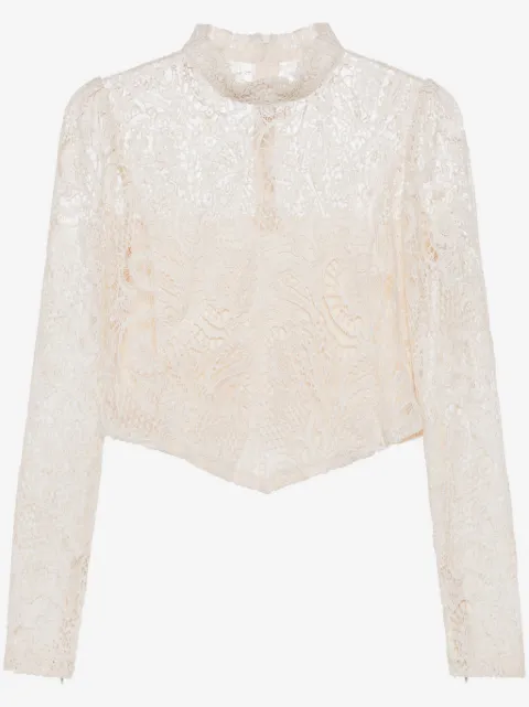 TWINSET cropped macramé-lace top