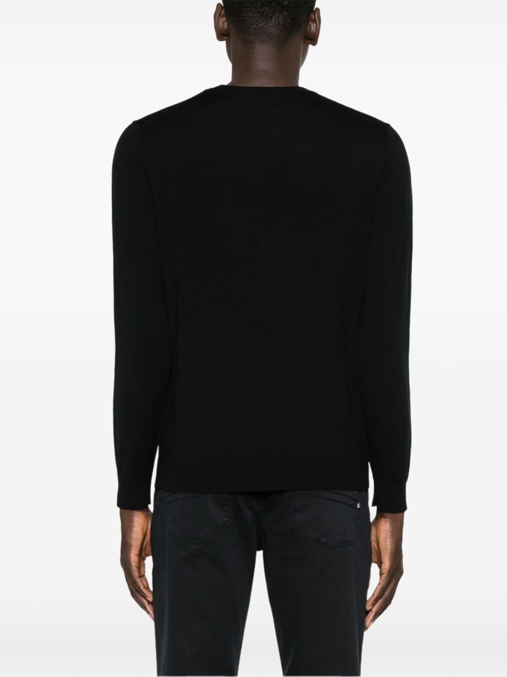 Shop Boggi Milano Wool Crew-neck Sweater In Schwarz