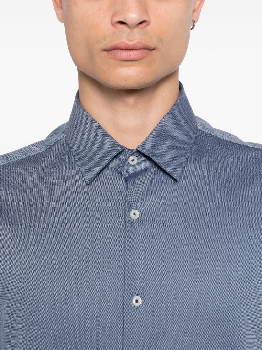 Shop Hugo Boss Micro-pattern Shirt In Blue