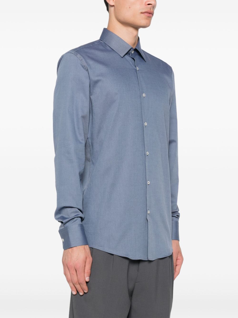 Shop Hugo Boss Micro-pattern Shirt In Blue