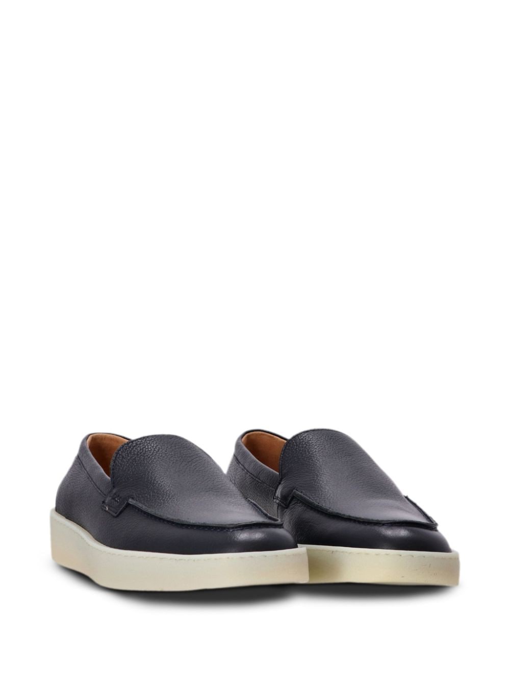 Shop Hugo Boss Grained-leather Loafers In Blue