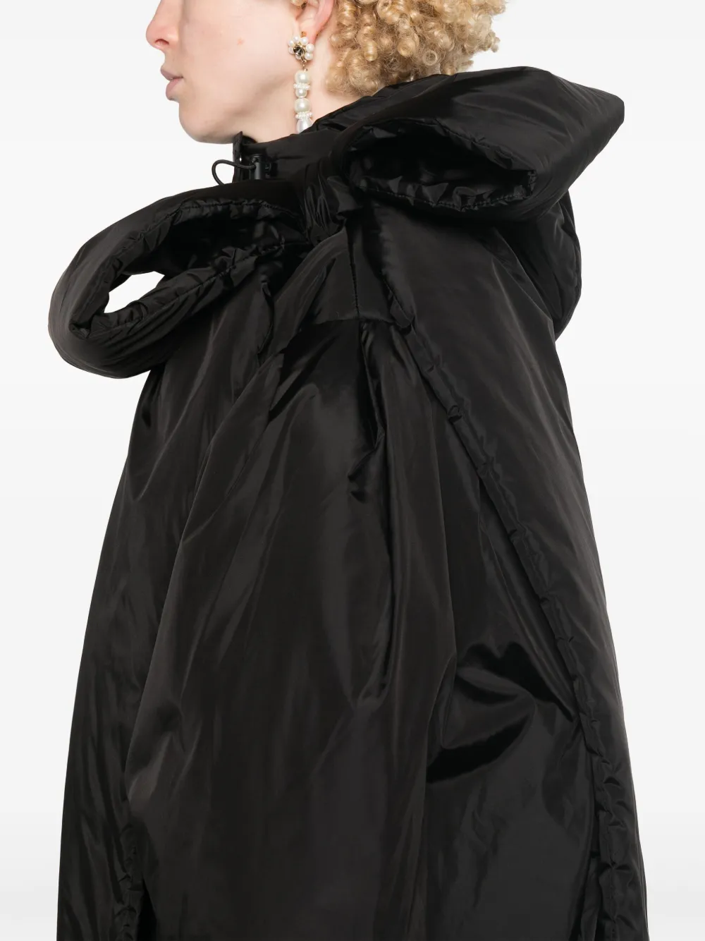 Simone Rocha bow-detail Padded Coat | Black | FARFETCH