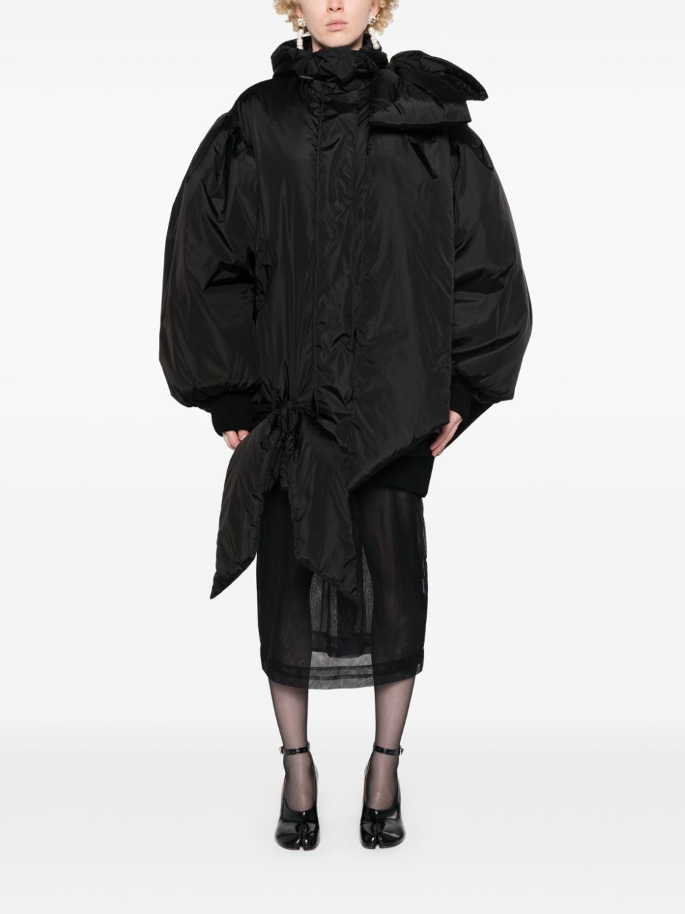 Simone Rocha bow-detail padded coat - Zwart