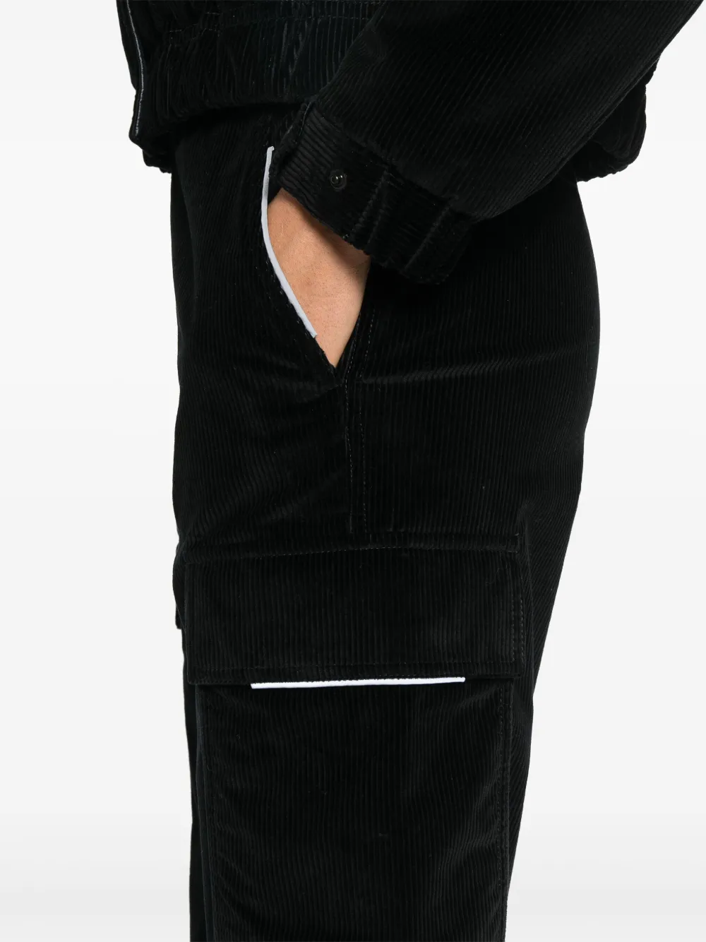 Shop Moncler Corduroy Jogging Trousers In Black