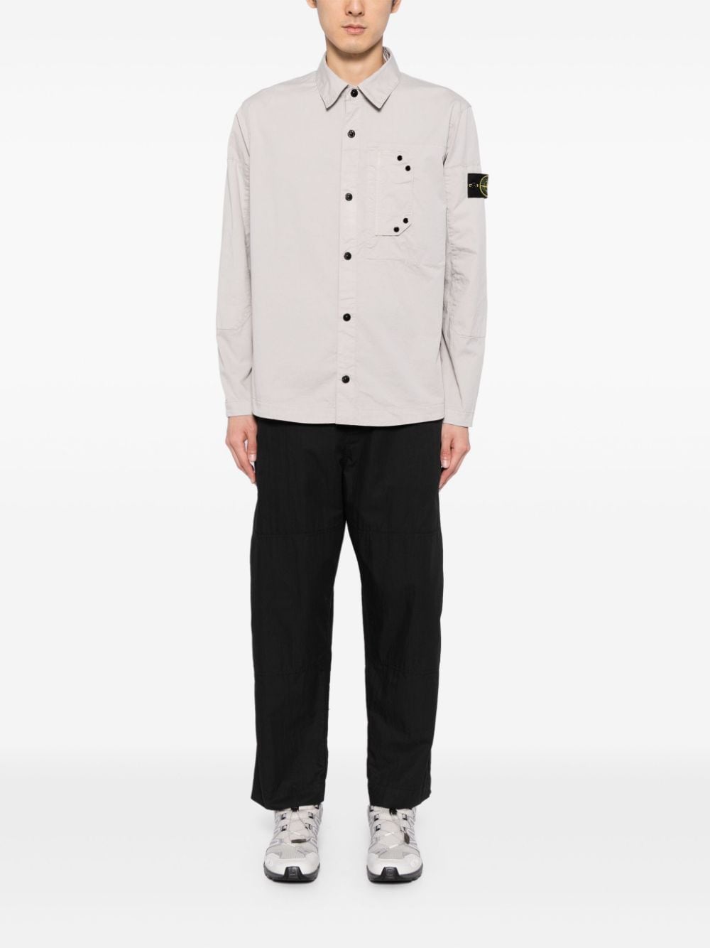 Stone Island Shirtjack met Compass-logopatch - Grijs