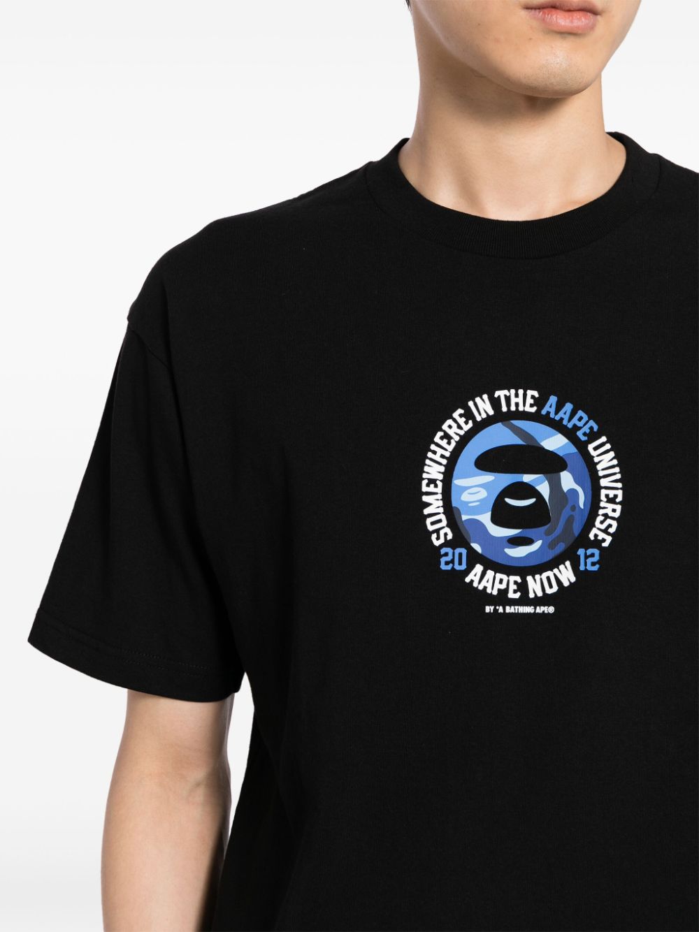 Shop Aape By A Bathing Ape Logo Print Cotton T-shirt In Schwarz