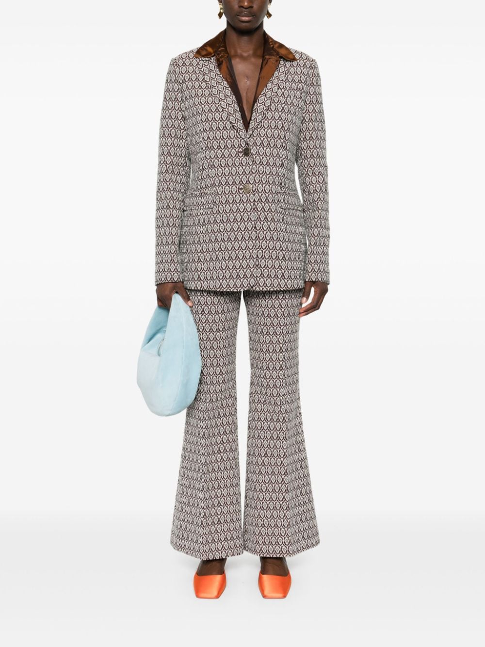 Shop Etro Jacquard Trousers In Neutrals