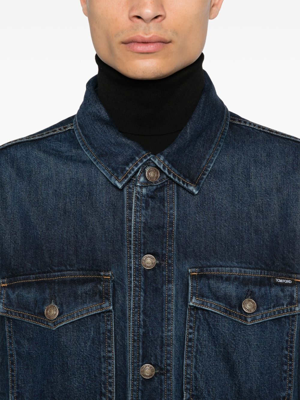 Shop Tom Ford Chest-pockets Denim Jacket In Blue