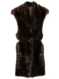 Prada fur gilet - Brown