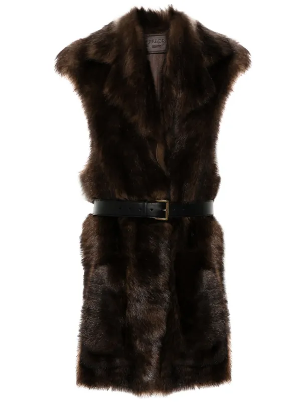 Prada Fur Gilet in Brown