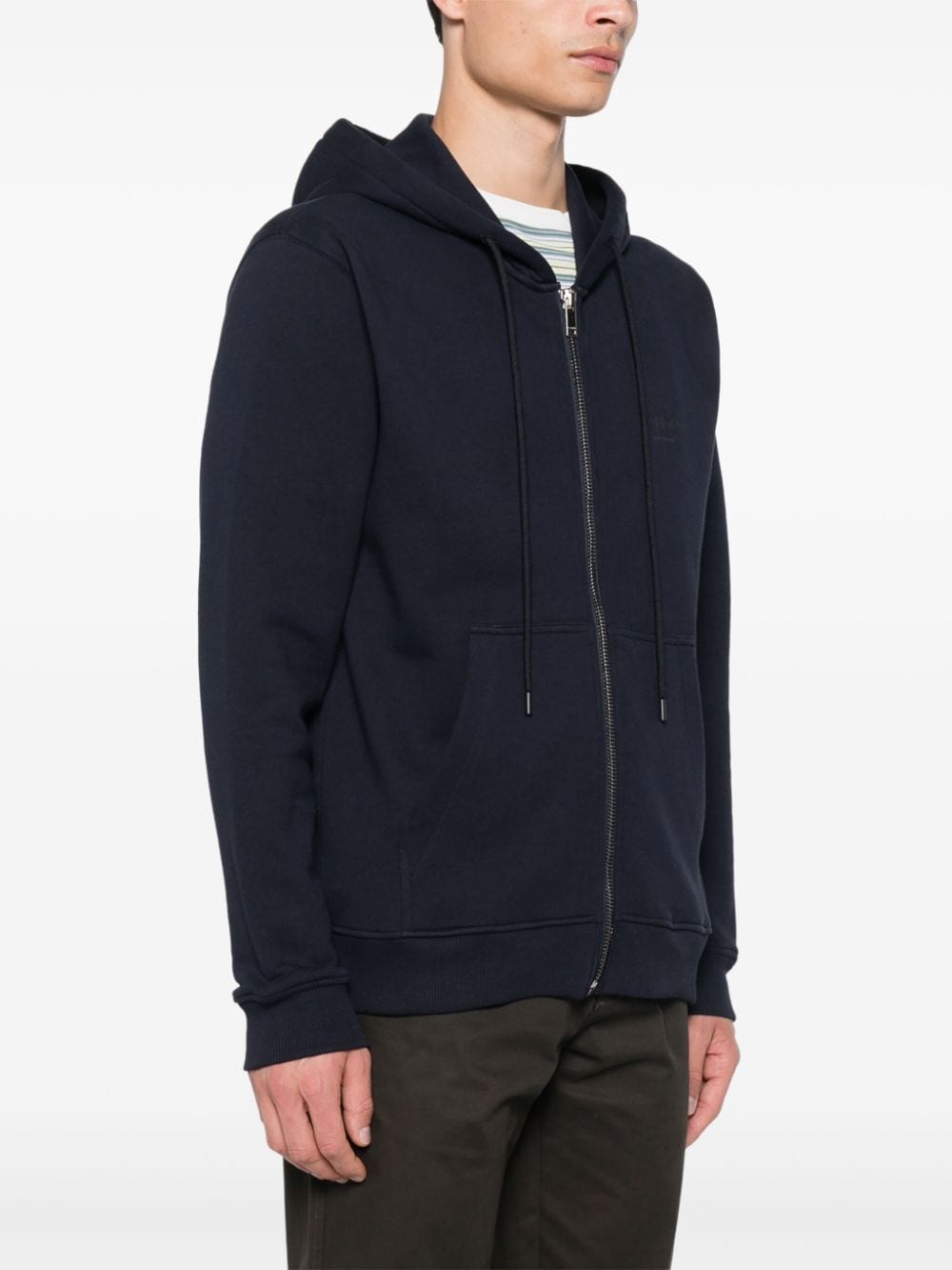 Shop Dondup Logo Print Zip-up Hoodie In Blau