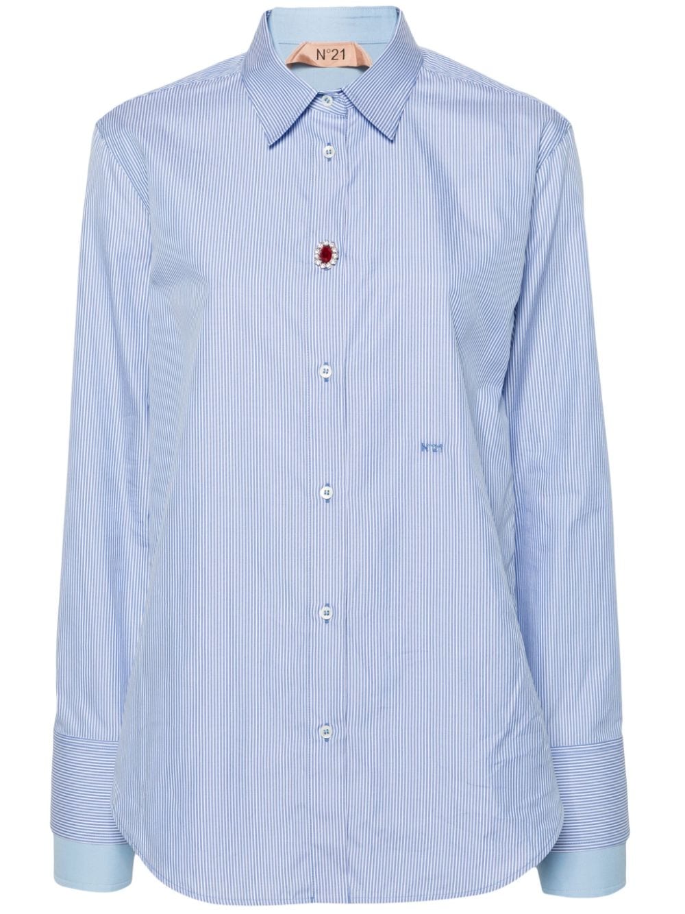 Shop N°21 Logo-embroidered Shirt In Blue