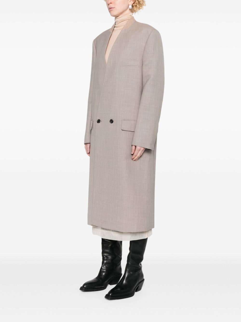 Shop Moschino Wool Coat In Nude