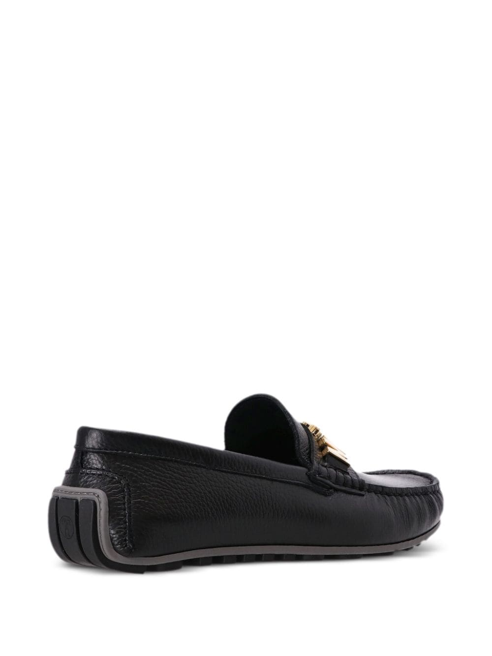 Shop Moschino Logo-plaque Leather Loafers In Schwarz