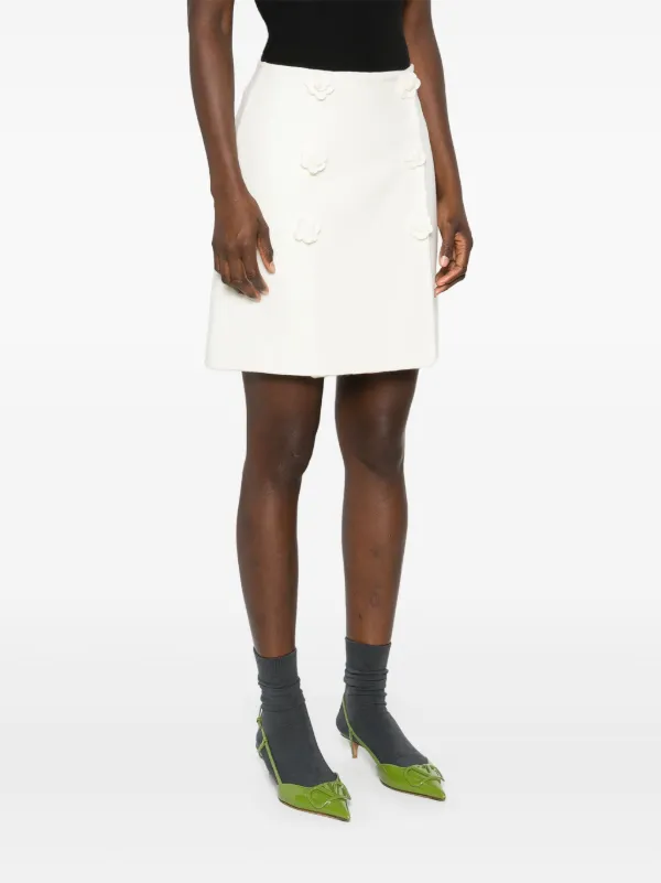 ミニスカート ERMANNO SCERVINO White viscose blend skirt Miniskirt in patchwork of lace and georgette