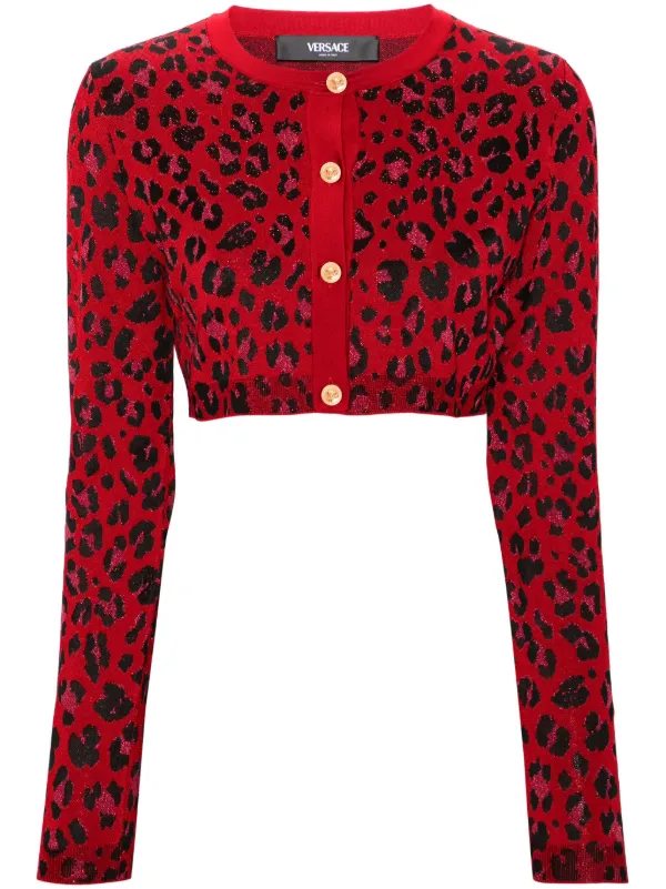Versace レオパード カーディガン | レッド | FARFETCH JP