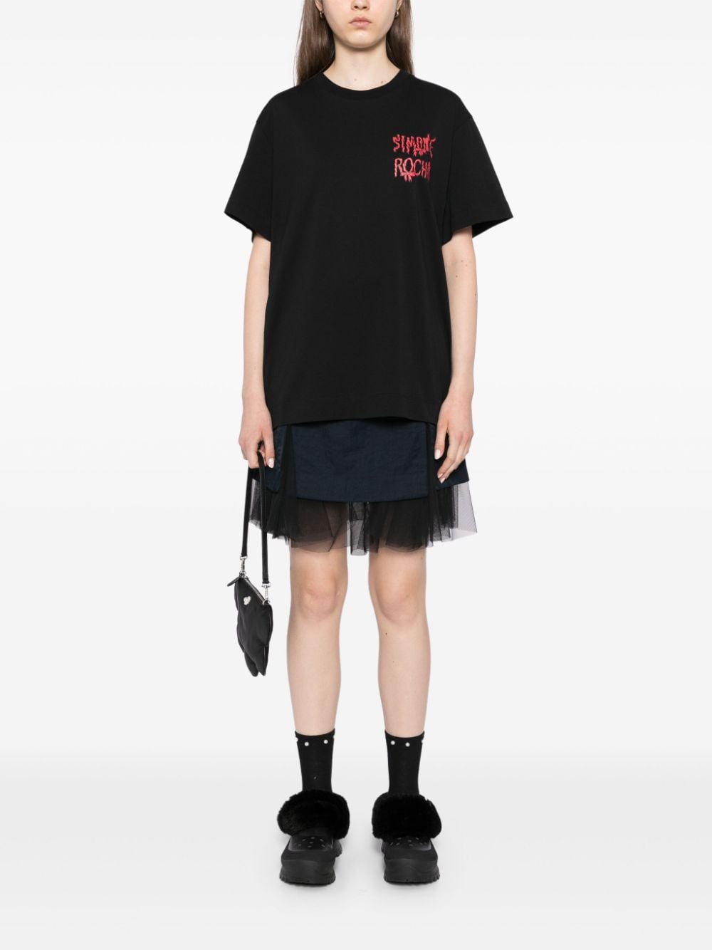 Shop Simone Rocha Logo-print Cotton T-shirt In Black