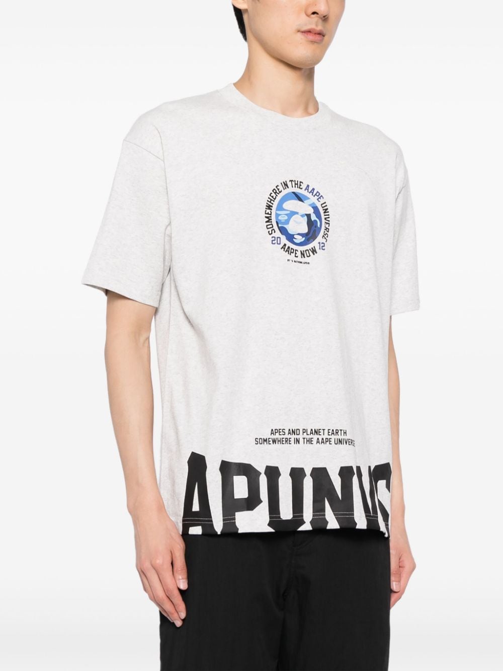 Shop Aape By A Bathing Ape Logo Print Cotton T-shirt In Grau