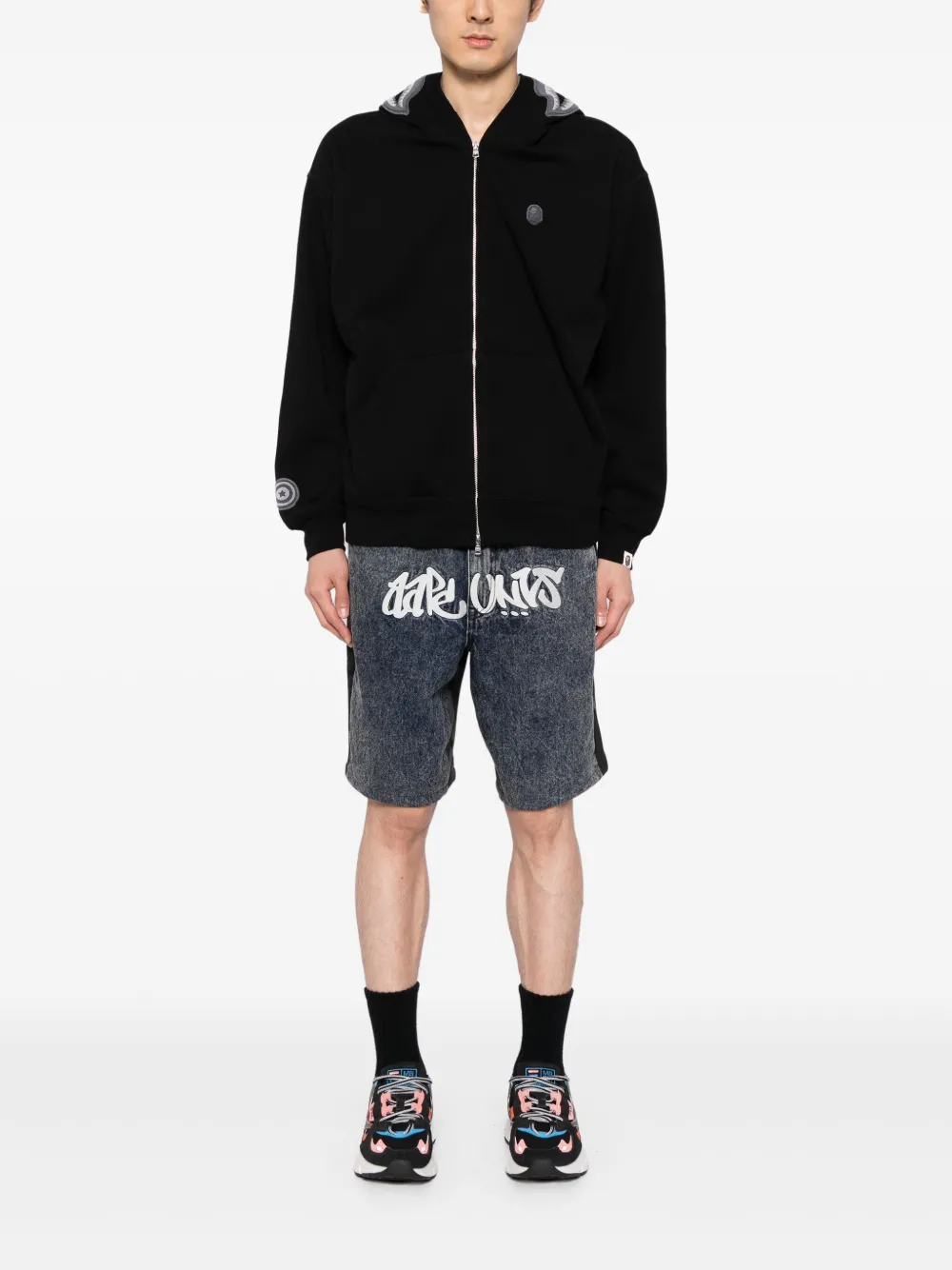 AAPE BY *A BATHING APE® Shorts met geborduurde vlakken - Blauw