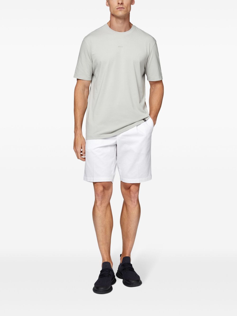 Boggi Milano Stretch Cotton Summer Bermuda Shorts - Wit