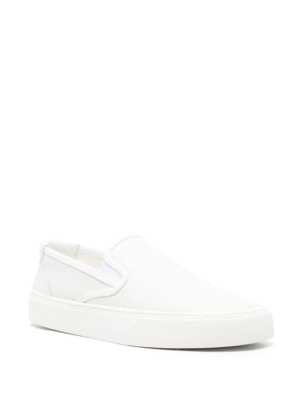 Shop Saint Laurent Perforated Sneakers In White