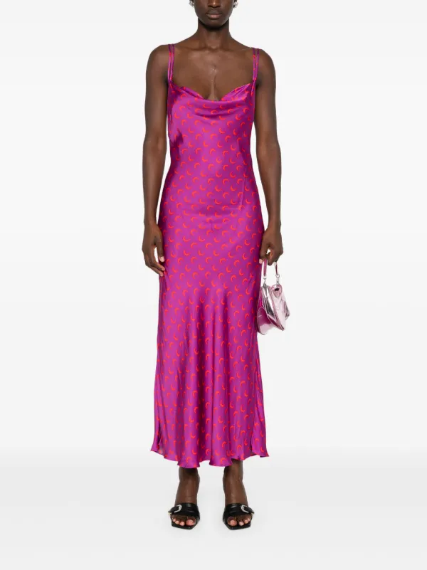 Marine Serre moon-printed Satin Maxi Dress | Purple