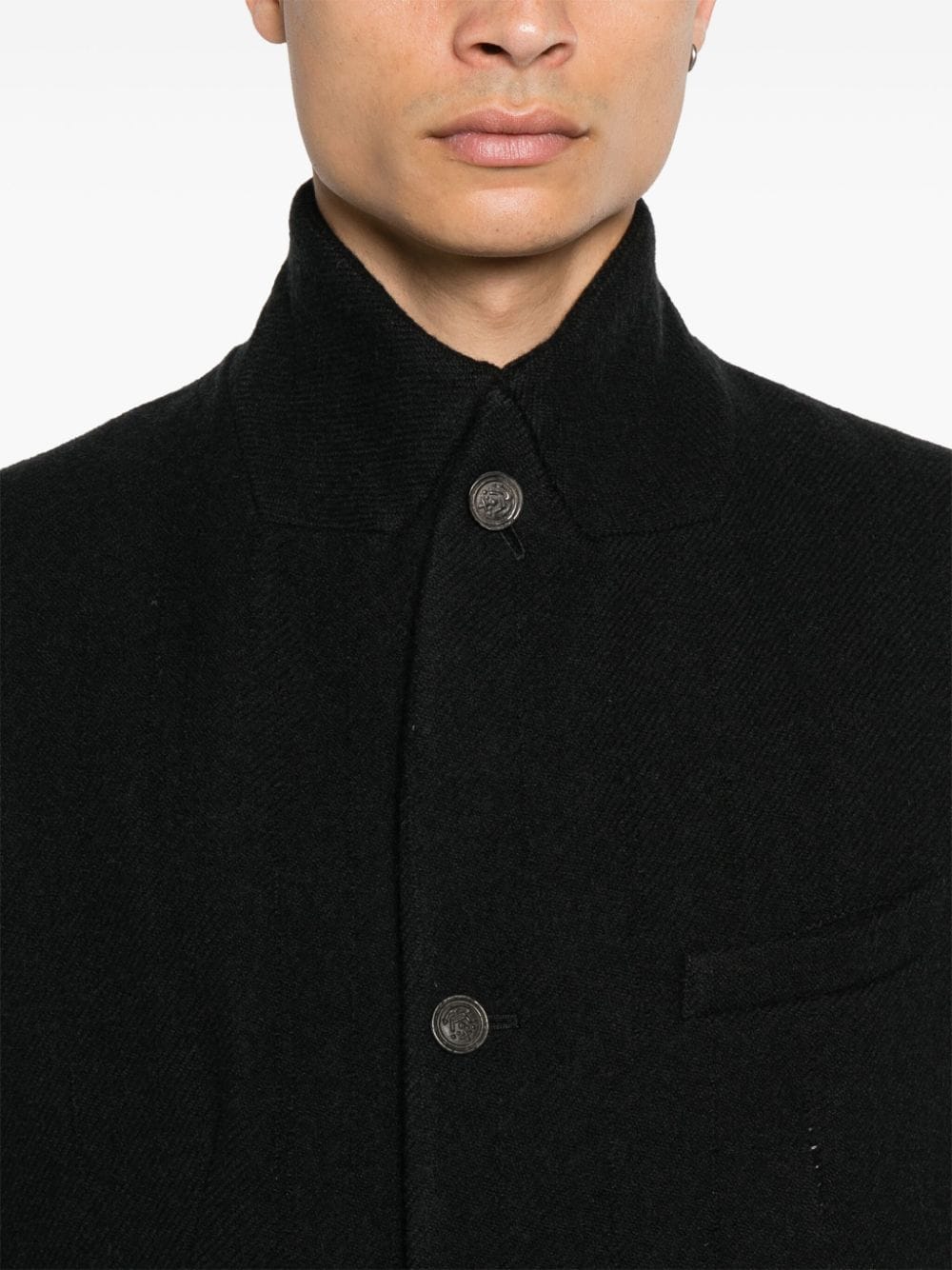 Shop Masnada Felted Coat In Black