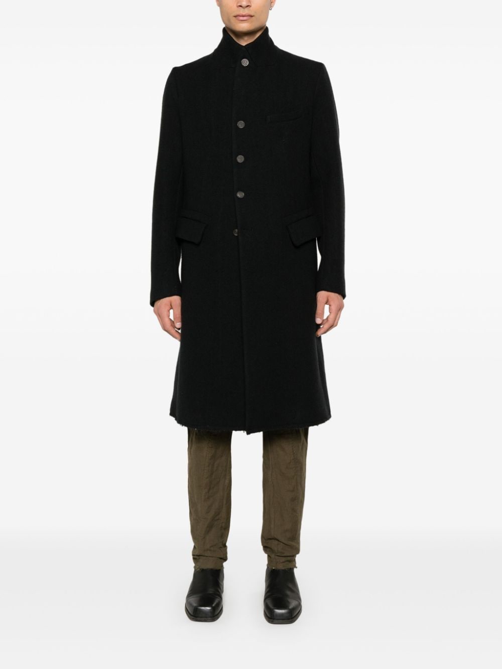 Shop Masnada Felted Coat In Black