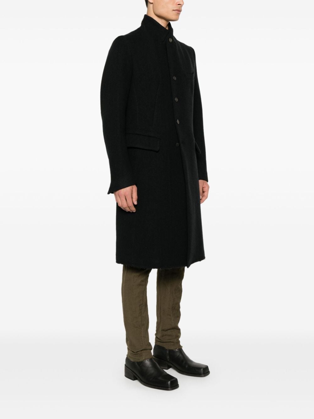 Shop Masnada Felted Coat In Black