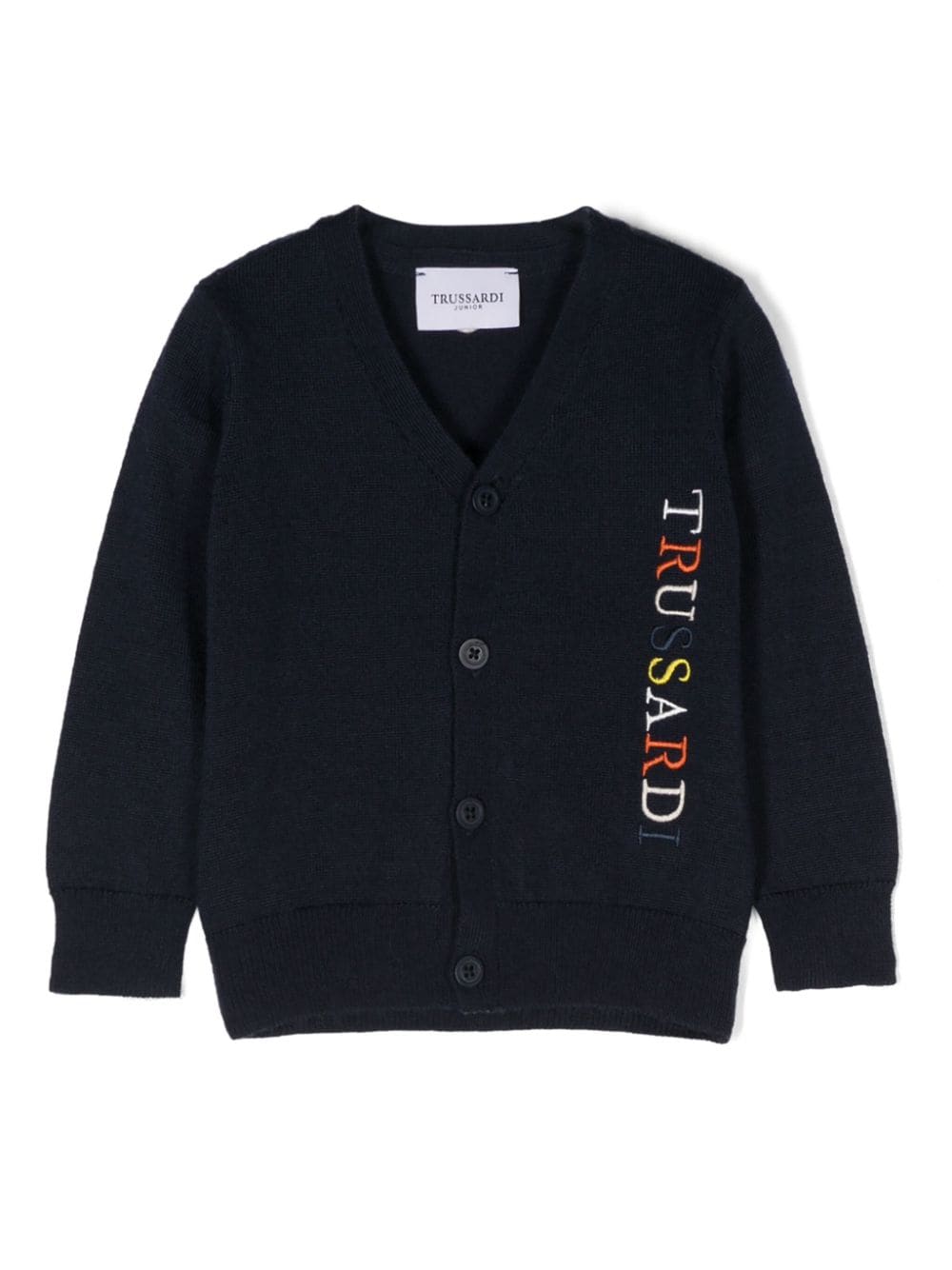 Trussardi Junior Babies' Embroidered-logo Cardigan In Blue