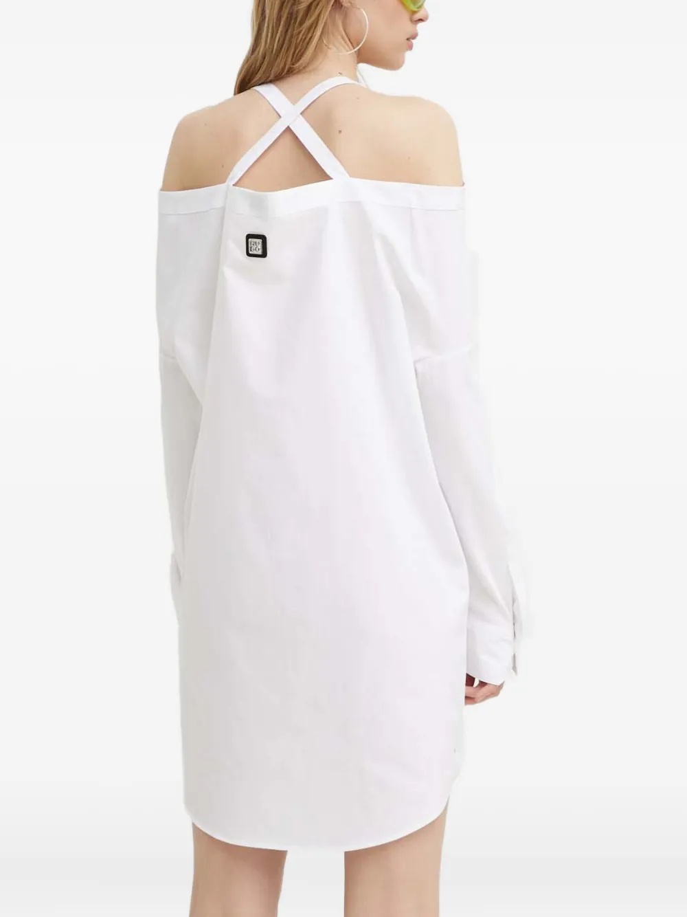 Hugo Boss Off-shoulder Strap Mini Dress In White