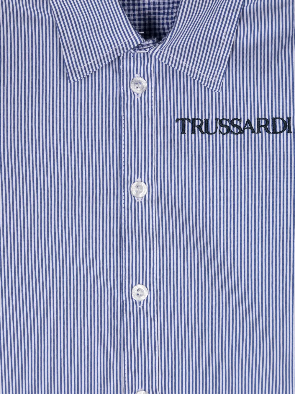 Shop Trussardi Junior Logo-embroidered Shirt In Blue