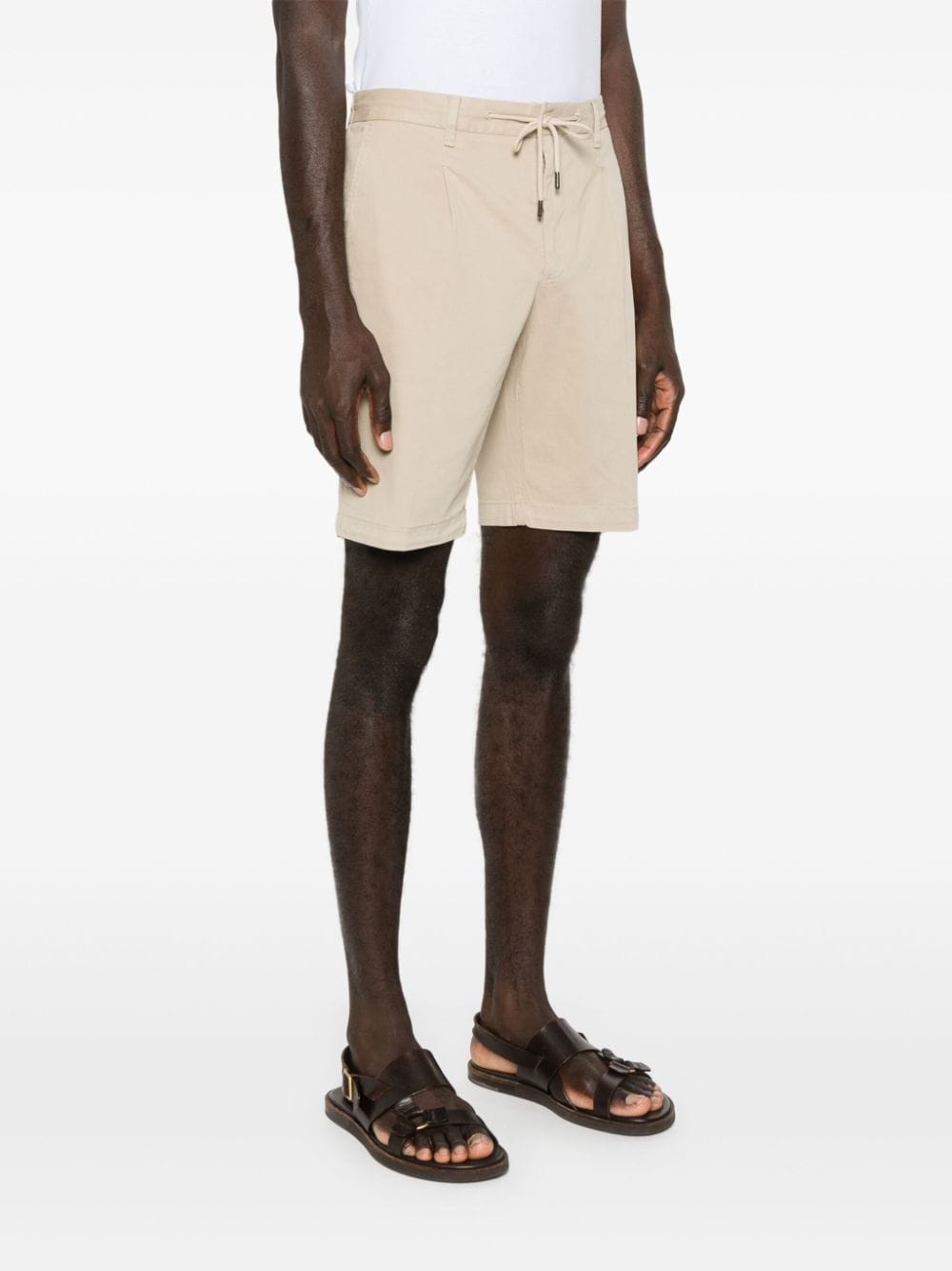 Shop Boggi Milano Stretch-cotton Bermuda Shorts In Neutrals