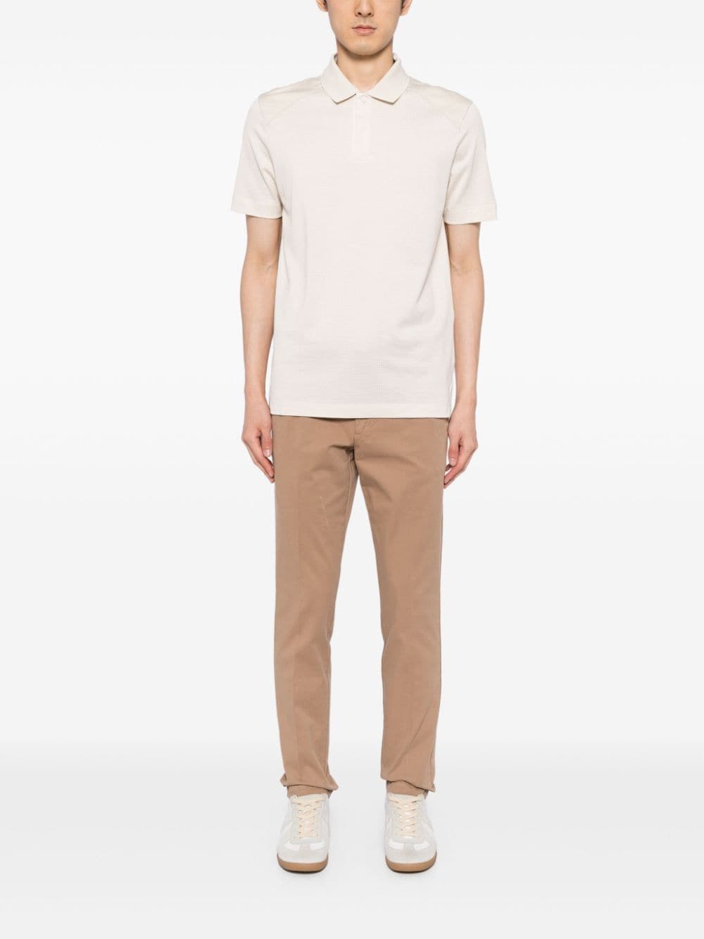 Shop Hugo Boss Cotton-blend Chino Trousers In Neutrals