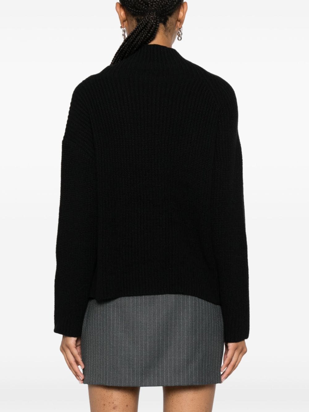 Shop Liu •jo Ribbed-knit Sweater In Black