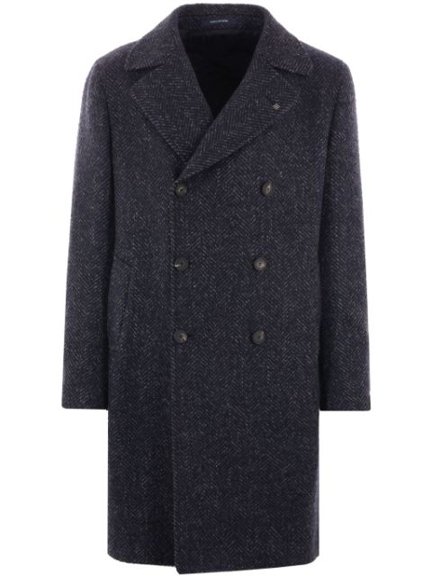 Tagliatore double-breasted herringbone coat Men