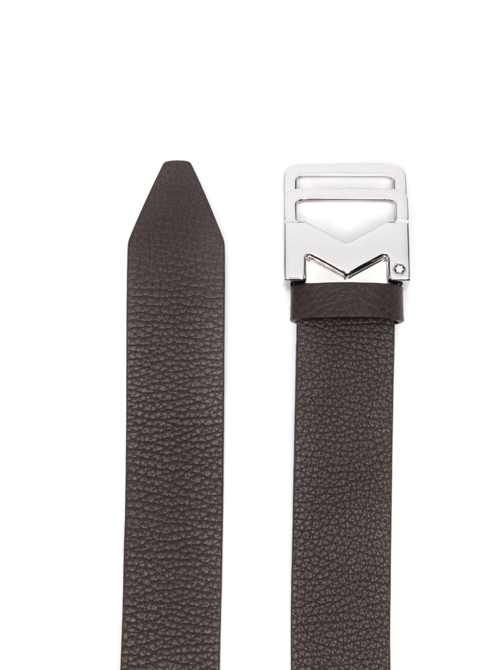 Shop Montblanc Leather Grainy Belt In Brown