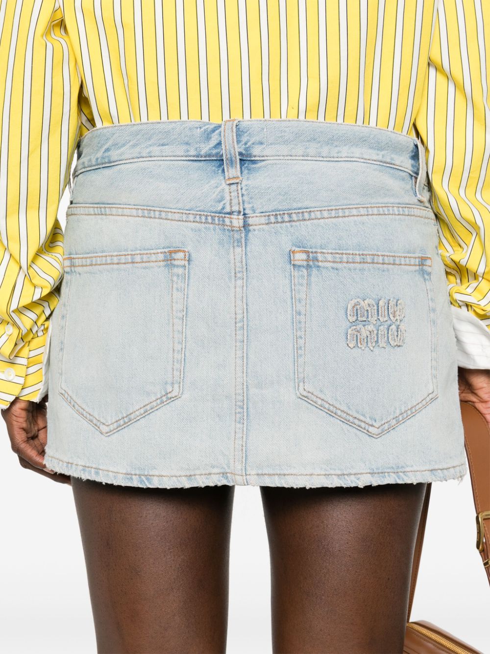 Rep Miu Miu logo-lettering mini skirt Women