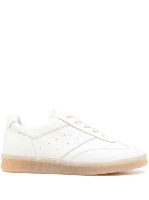 ◆MM6 Maison Margiela◆ メンズ スニーカー レザーホワイト MM6 Maison Margiela レザースニーカー | ホワイト | FARFETCH JP