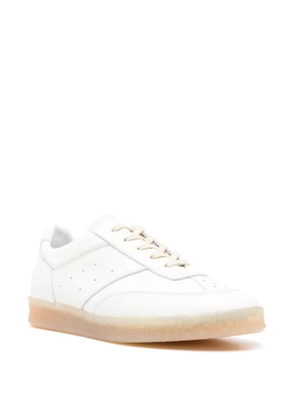 【送料&関税込】MM6 Maison Margiela White Leather Sneakers MM6 Maison Margiela Leather Sneakers | White | FARFETCH
