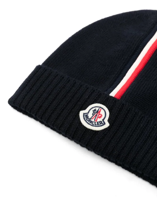 Moncler Enfant logo-appliqué Beanie | Blue | FARFETCH