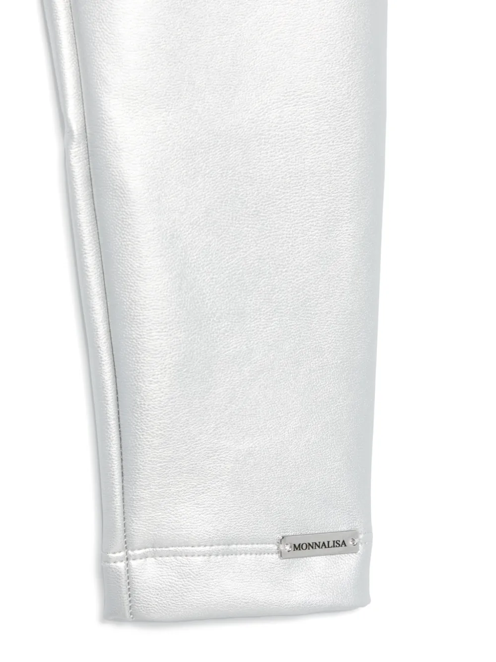 Monnalisa Metallic-effect Leggings In Silver