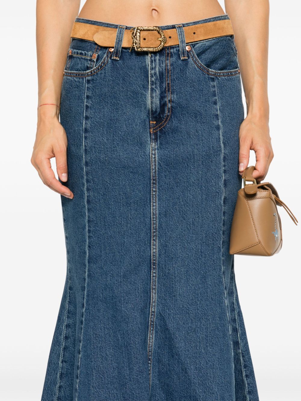 Shop Levi's Mini Logo-tag Maxi Skirt In Blue