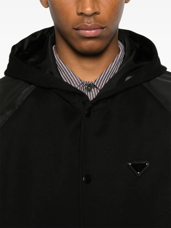 Prada Jacke Mit Emailliertem Triangel-Logo Schwarz FARFETCH DE