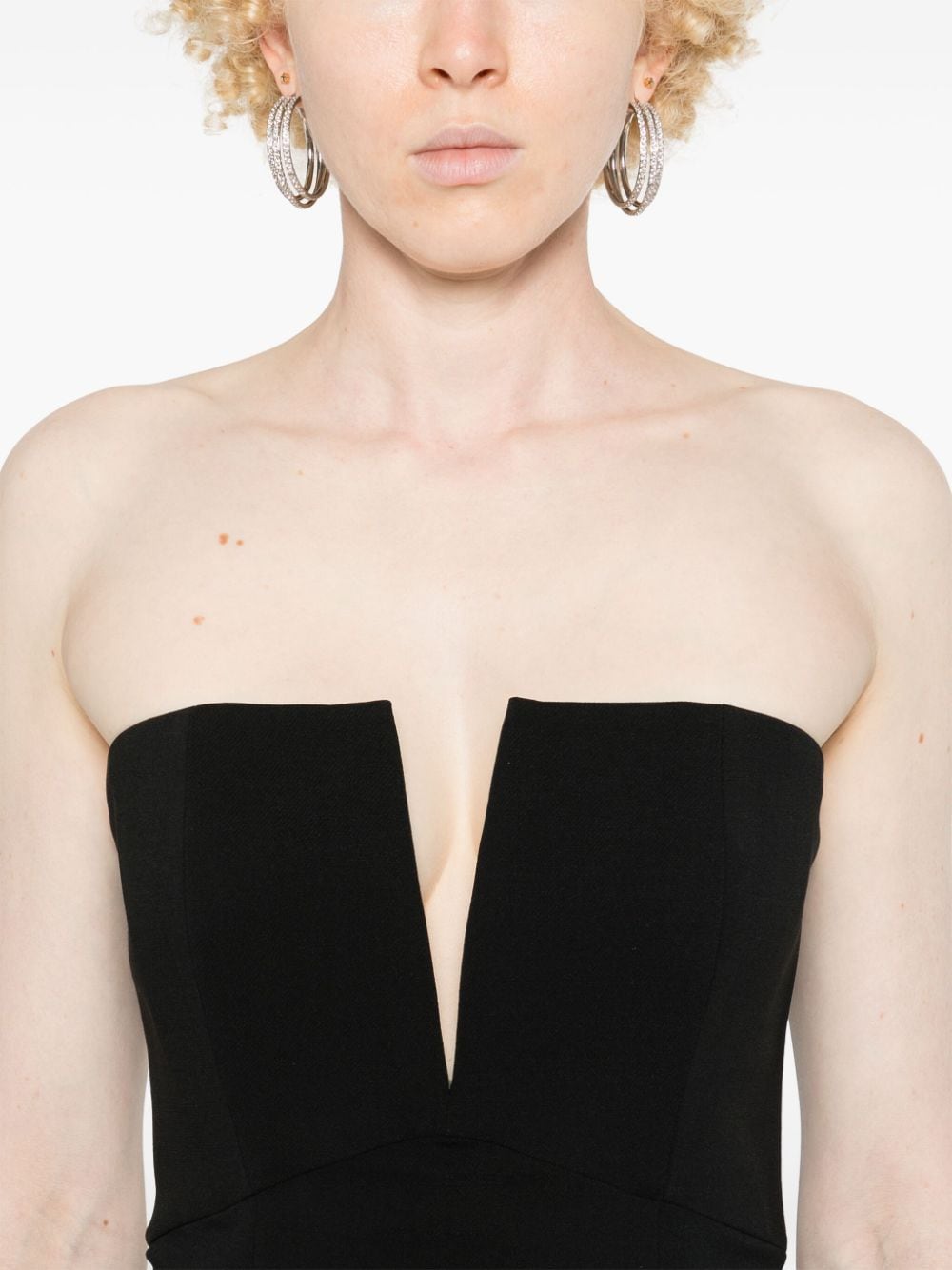 Shop Roland Mouret Strapless Midi Dress In Black